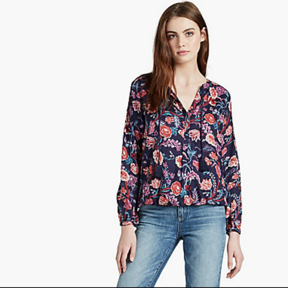 Lucky Brand Boho Tassle Floral Peasant Blouse XS - Picture 8 of 8